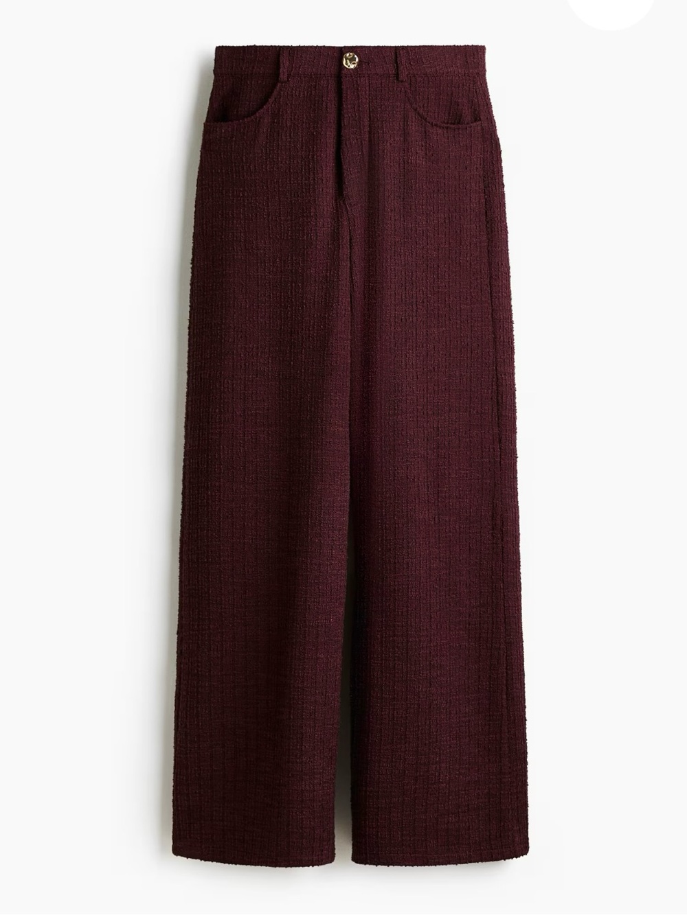 H&M Burgundy Tweed Wide-Leg Pants